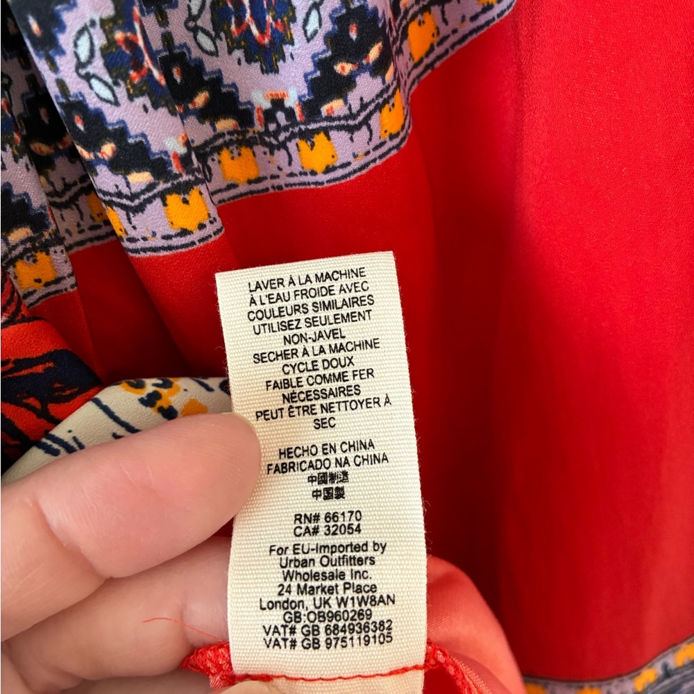 NWOT Free People Positano Floral Boho Blouse Orange Blue S - Picture 6 of 11